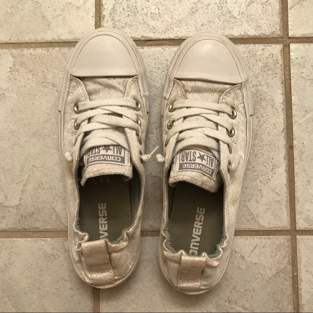 White Patterned Slip On Converse Sneakers